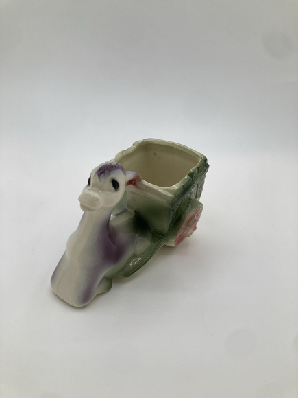 Vintage Donkey & Cart Planter – Ceramic Pastel Animal Planter Japan 1950s - Picture 6 of 6